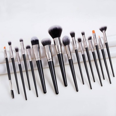 Hot New Picks 16pcs Black Two Ways Printing Logo Makeup Brush Set